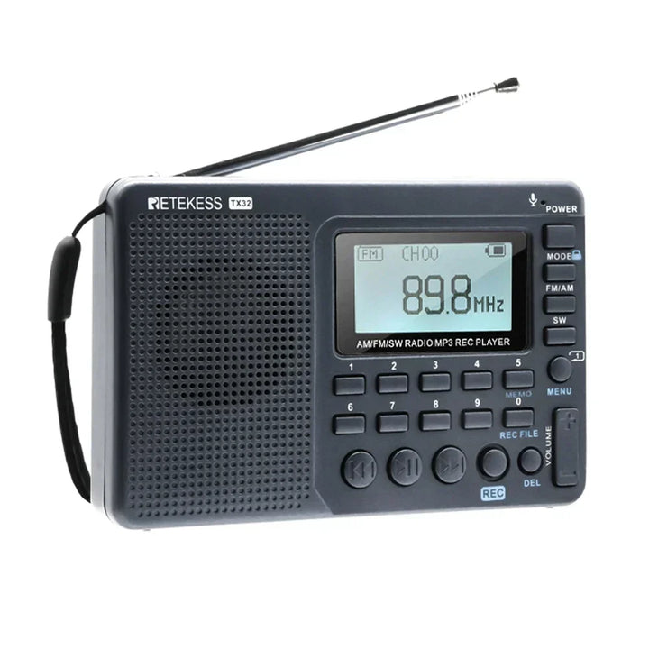 Portable AM/FM/SW radio EchoWave, compact for travel & home. Rechargeable personal audio for outdoor use.