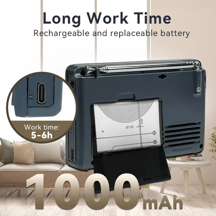 Emergency AM/FM/SW shortwave radio, EchoWave model. Reliable portable audio for power outages & disasters.
