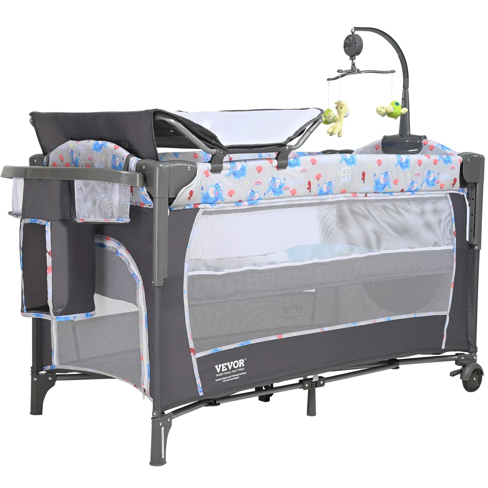 Portable baby bassinet with wheels and mosquito net, ideal for bedside sleeping