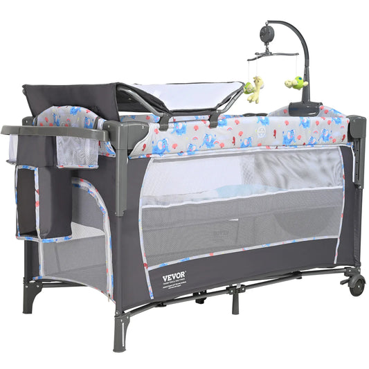 Portable baby bassinet with wheels and mosquito net, ideal for bedside sleeping