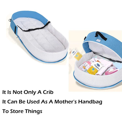 Infant bed with mosquito net, bionic design, close-up of the mesh fabric