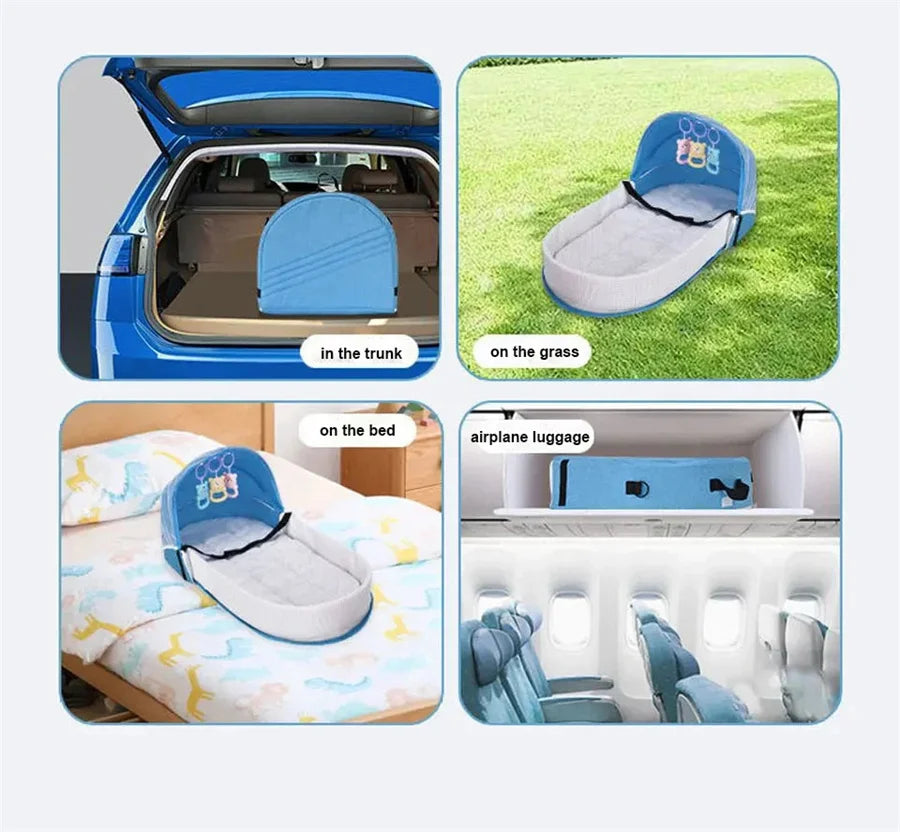 Unisex baby gear: travel bassinet with full coverage mosquito net, secure