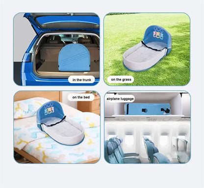 Unisex baby gear: travel bassinet with full coverage mosquito net, secure