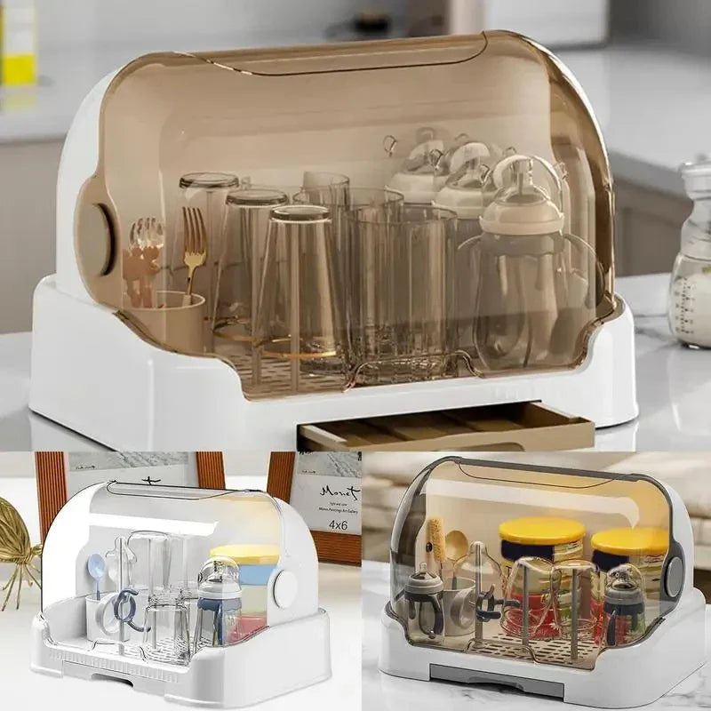 Baby bottle drying rack & organizer, a hygienic and portable solution for nursery and feeding needs.