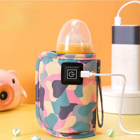 Portable baby bottle warmer with USB charging for warm milk on-the-go, travel essential.