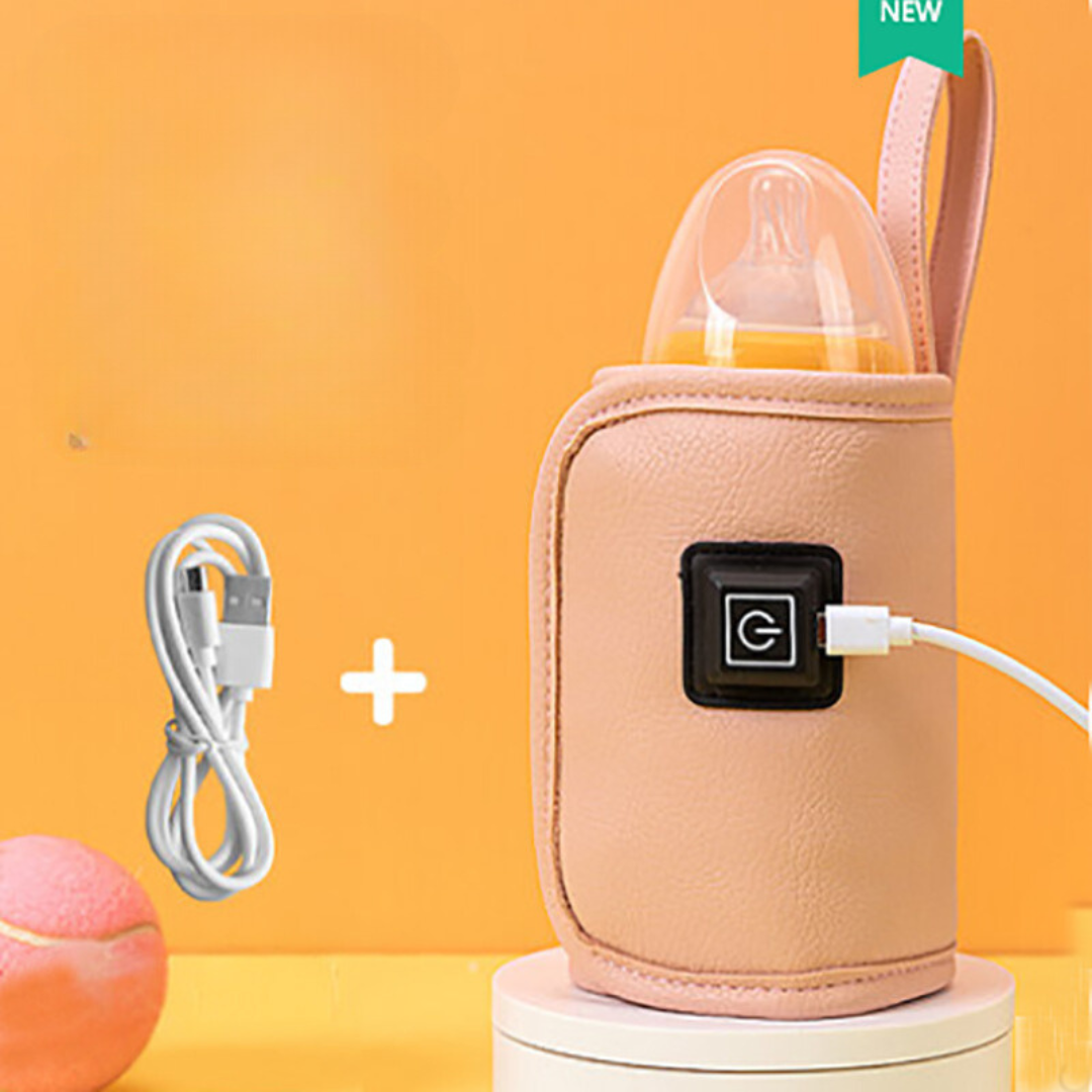 On-the-go baby milk warmer, BPA-free, perfect for warm bottles anytime, anywhere.