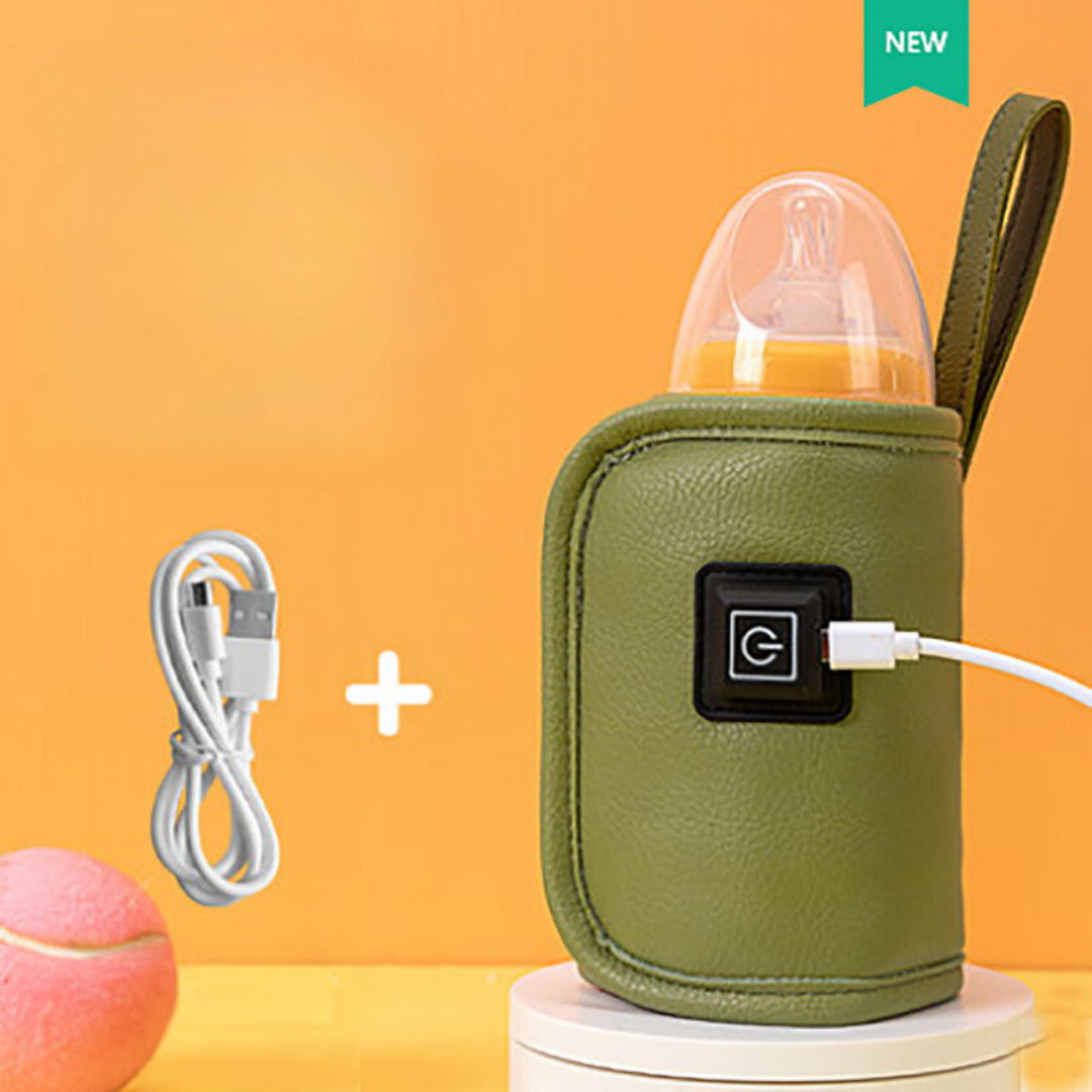 USB portable bottle warmer heating baby milk, an essential baby accessory for travel.