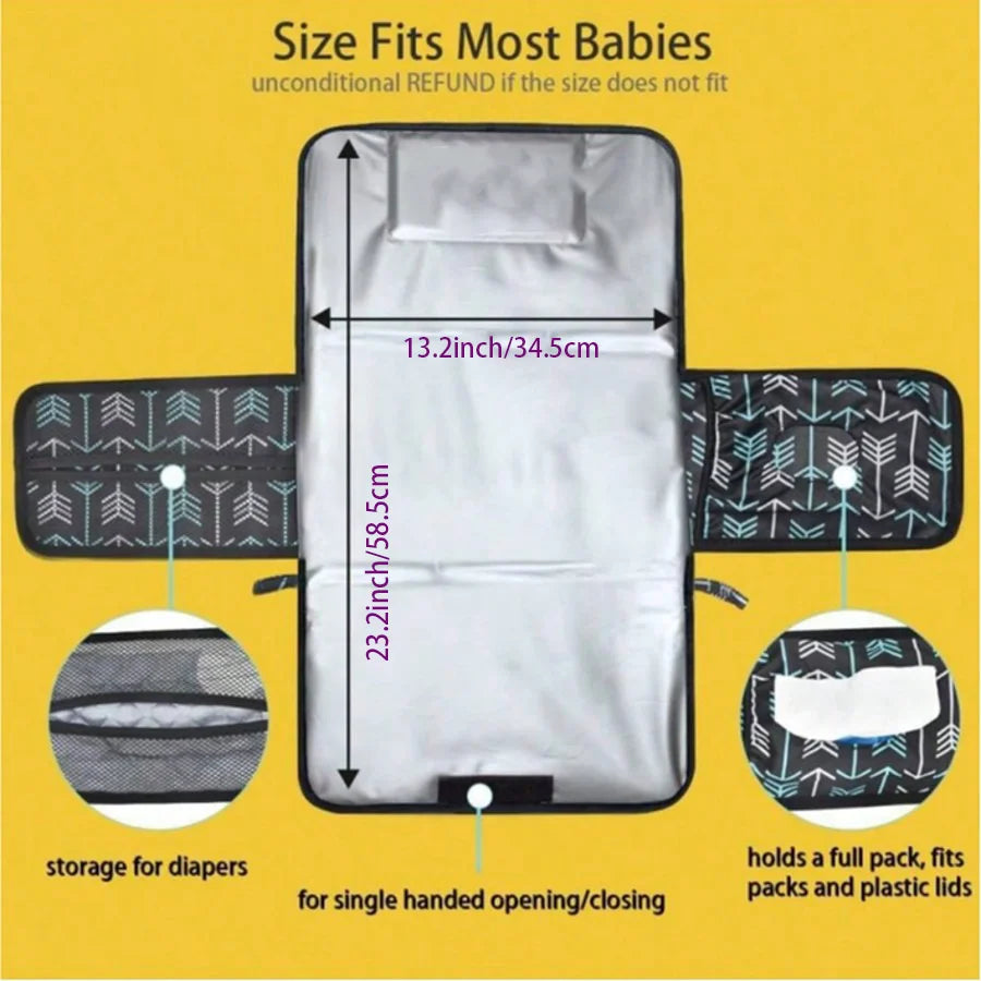 Waterproof portable baby changing mat with soft padding for comfortable diaper changes.