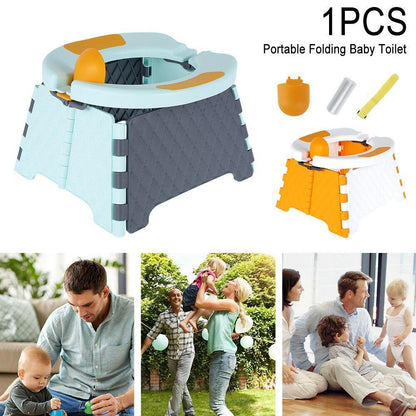 Set of two portable foldable baby potties, illustrating versatility for twins or multiple locations