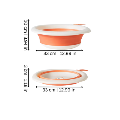 Compact baby travel laundry basin, foldable for easy storage & perfect for nursery or portable use.