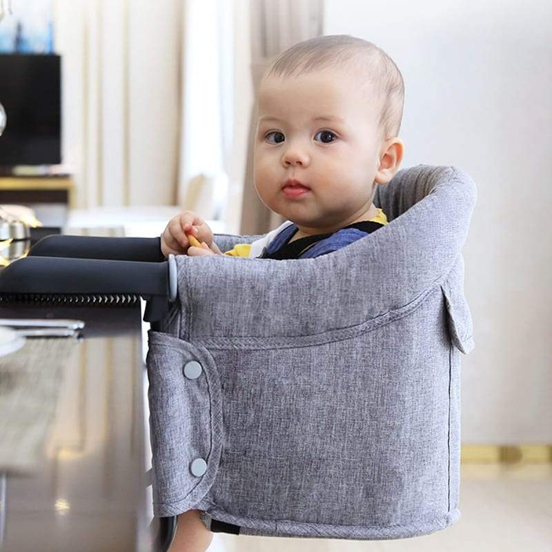 Baby gear: versatile portable high chair for infants and toddlers with a strong 5-point harness.
