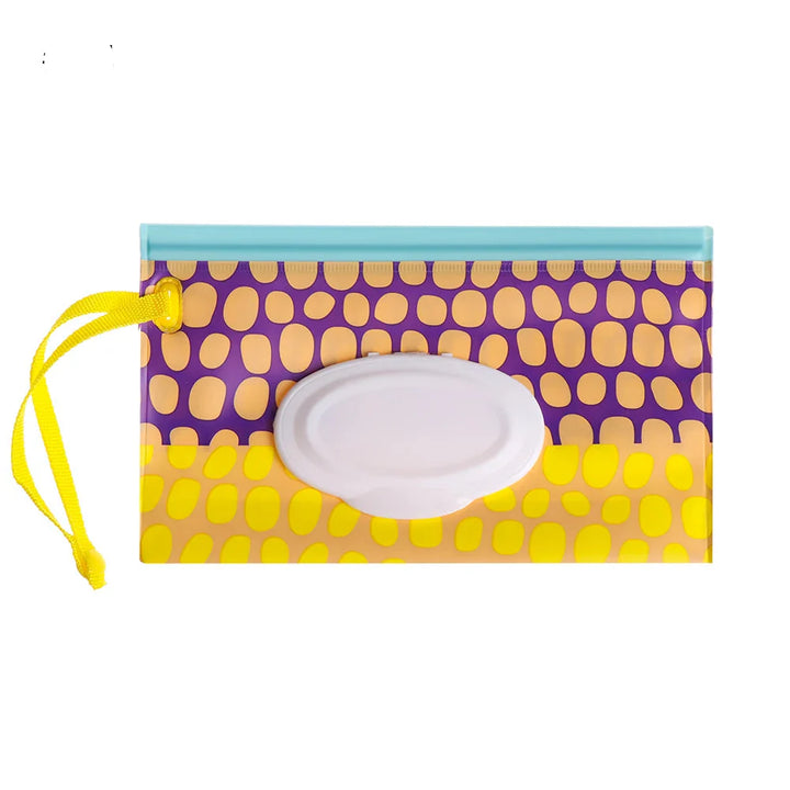 Portable wet wipe dispenser with snap strap, perfect for baby's changing needs