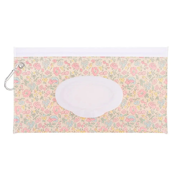Baby accessory: portable wipe holder with flip top and snap to attach anywhere