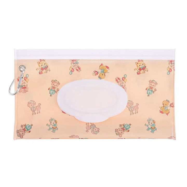 Reusable wet wipe dispenser, portable with snap strap for easy attachment