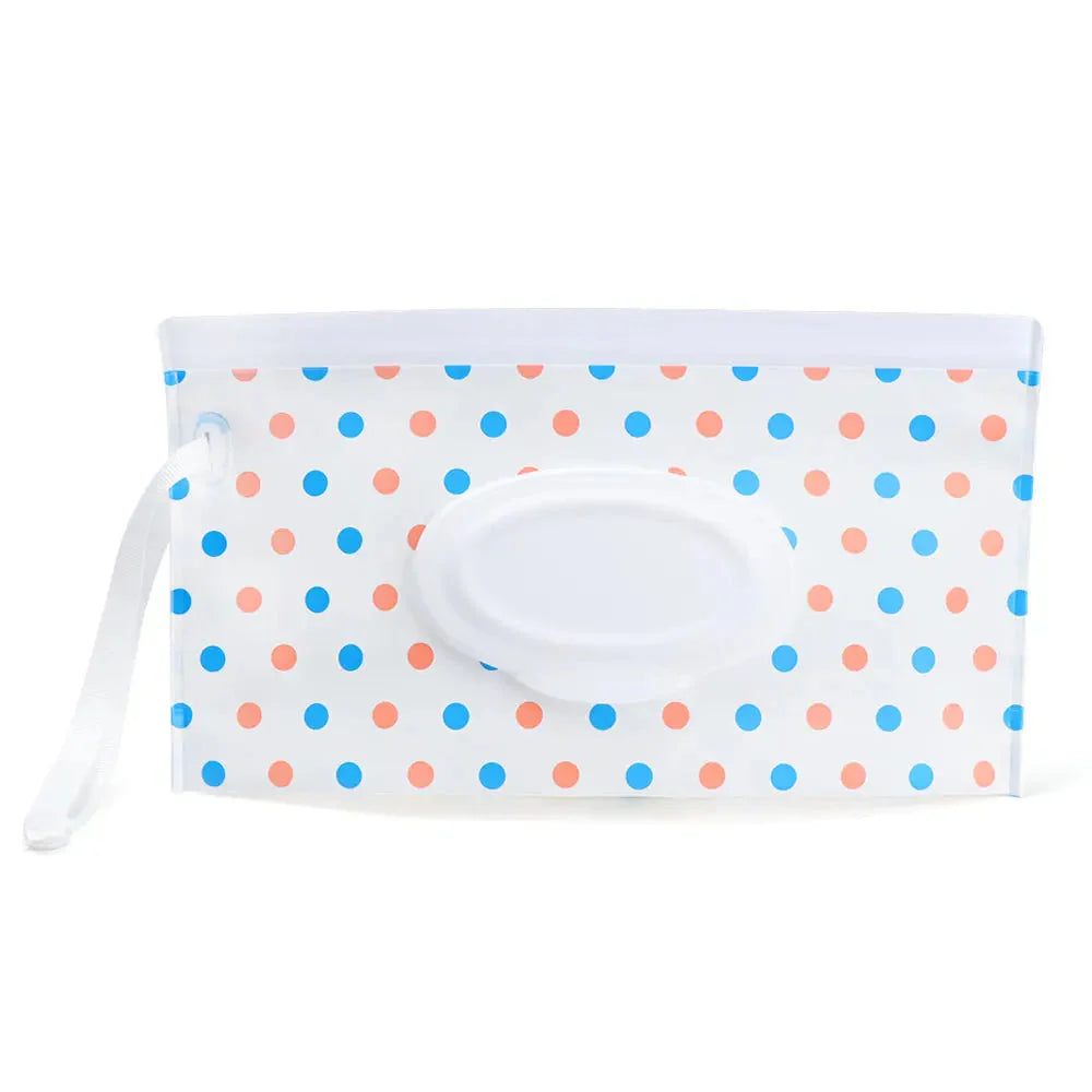 Portable baby wet wipe holder with durable snap strap, great for strollers & bags