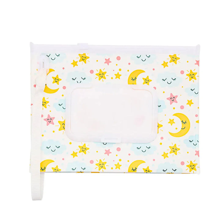 Portable baby wet wipe case with flip-top lid, perfect for travel & diaper bags