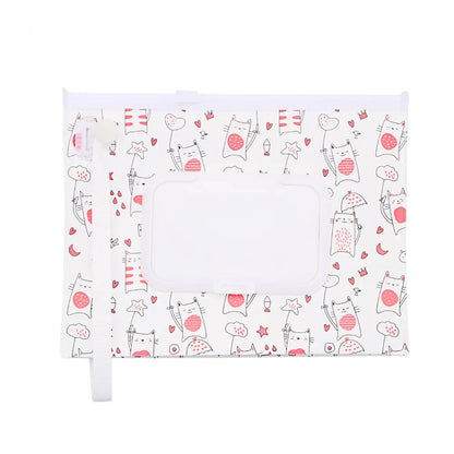 Portable baby wet wipe holder, a diaper bag essential with secure flip top & strap