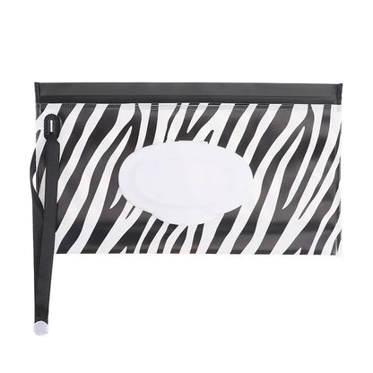 On-the-go diaper bag wipe holder with quick flip top and strong snap strap