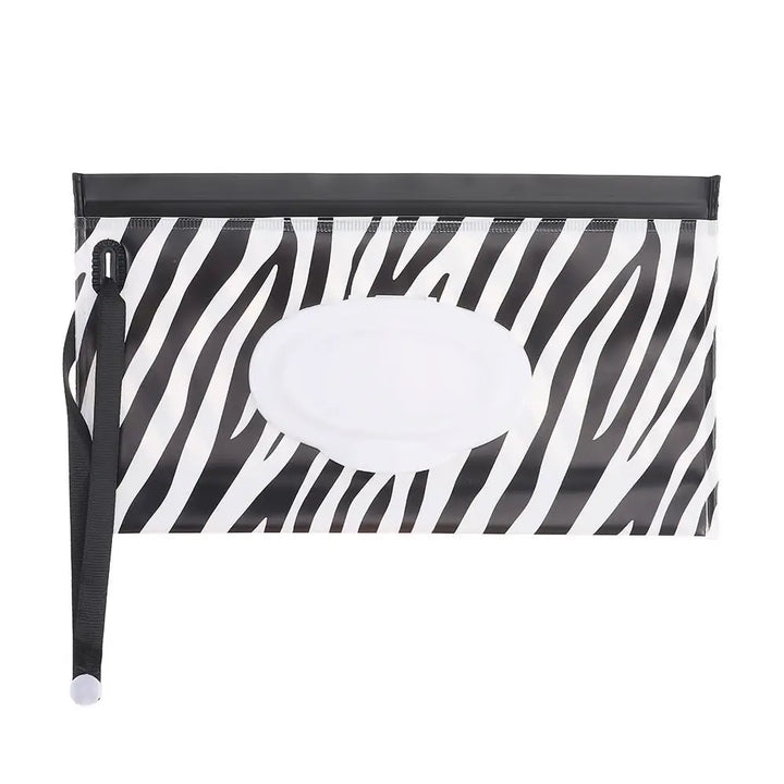 On-the-go diaper bag wipe holder with quick flip top and strong snap strap
