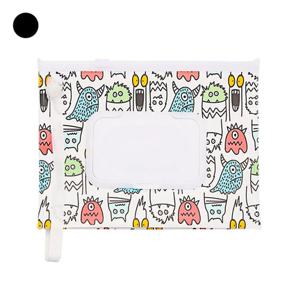 Compact baby travel wipe dispenser with secure flip top & reliable snap strap