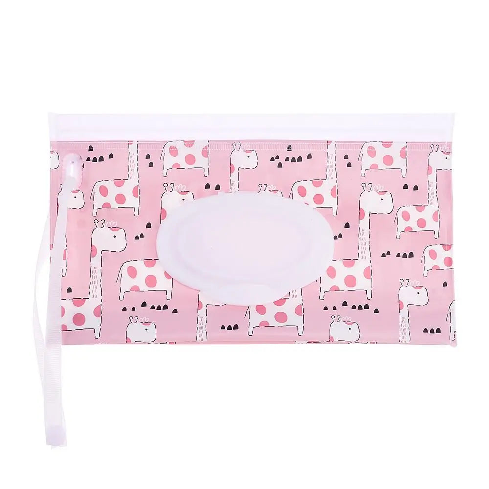 Cute design portable baby wipe holder, ensures fresh wipes with snap strap