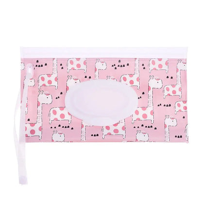 Cute design portable baby wipe holder, ensures fresh wipes with snap strap