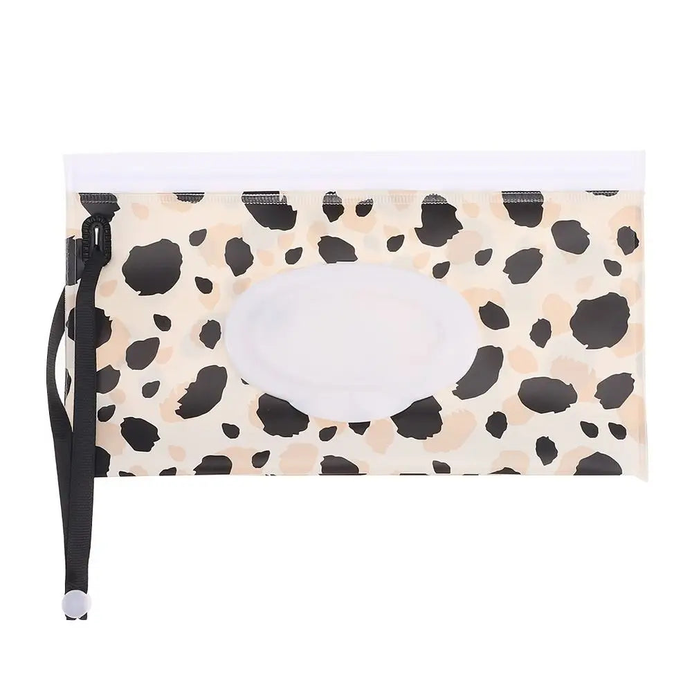 Durable portable baby wipe case with flip-top lid & convenient snap strap