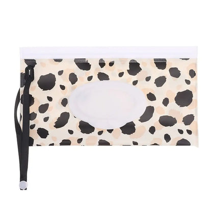 Durable portable baby wipe case with flip-top lid & convenient snap strap
