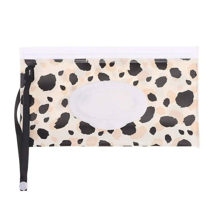Durable portable baby wipe case with flip-top lid & convenient snap strap