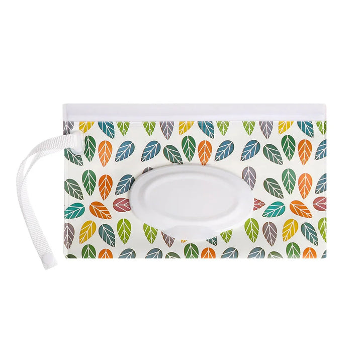 Travel-ready portable baby wipe holder with secure flip top & snap strap