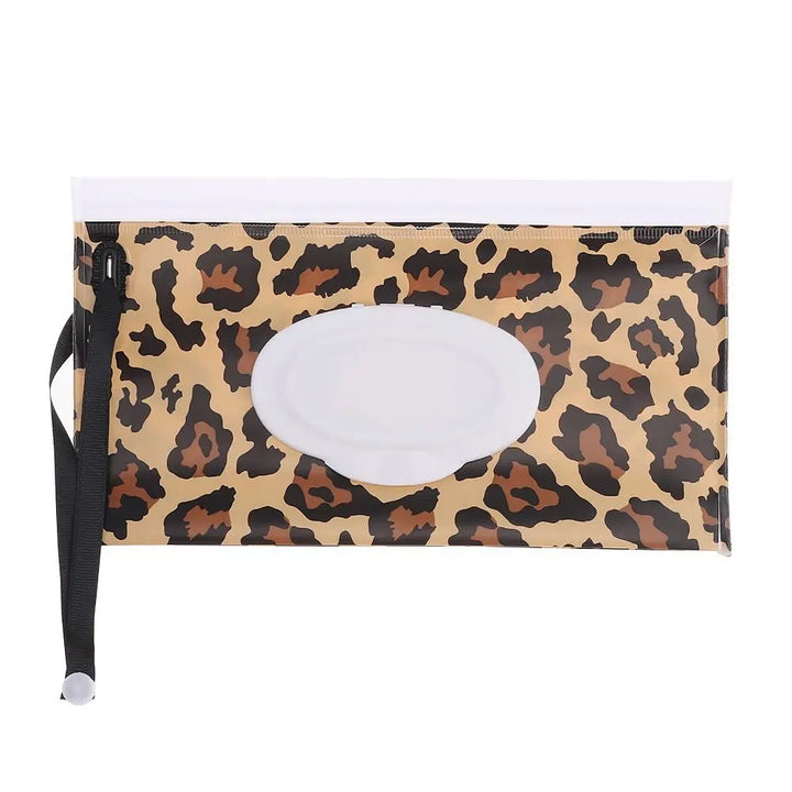 Compact portable wet wipe case, ideal for diaper bag & travel with snap strap