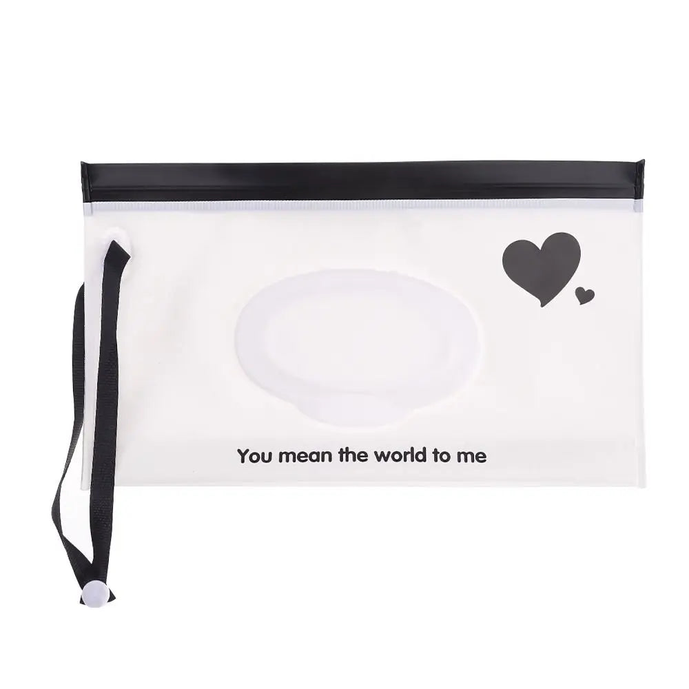 Portable baby wipe case with a secure snap strap & convenient flip-top design