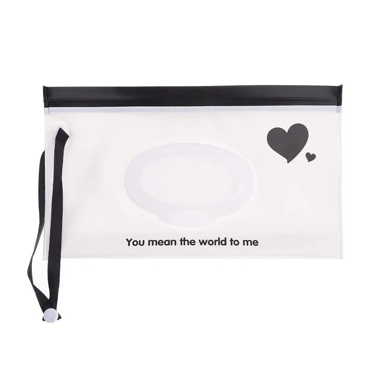 Portable baby wipe case with a secure snap strap & convenient flip-top design