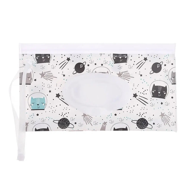 Reusable portable baby wipe holder, perfect for travel with snap strap