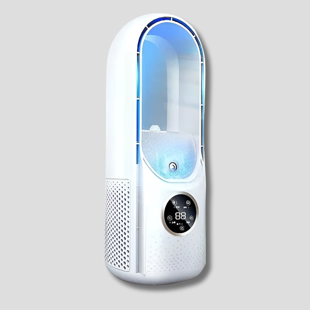 Unisex portable bladeless air cooler fan, delivers refreshing personal comfort without blades, safe.