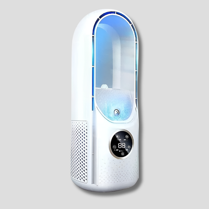 Unisex portable bladeless air cooler fan, delivers refreshing personal comfort without blades, safe.