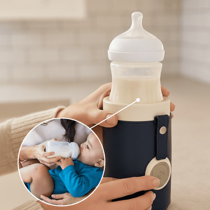 Compact travel baby bottle warmer. Keeps infant's milk warm anytime, anywhere easily.
