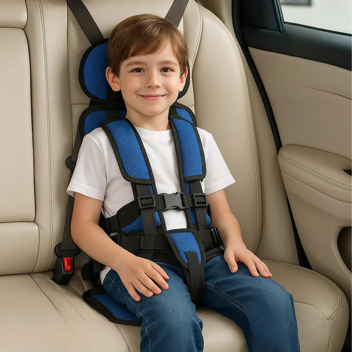 Youth portable car seat harness, a safe alternative to booster seats for travel.