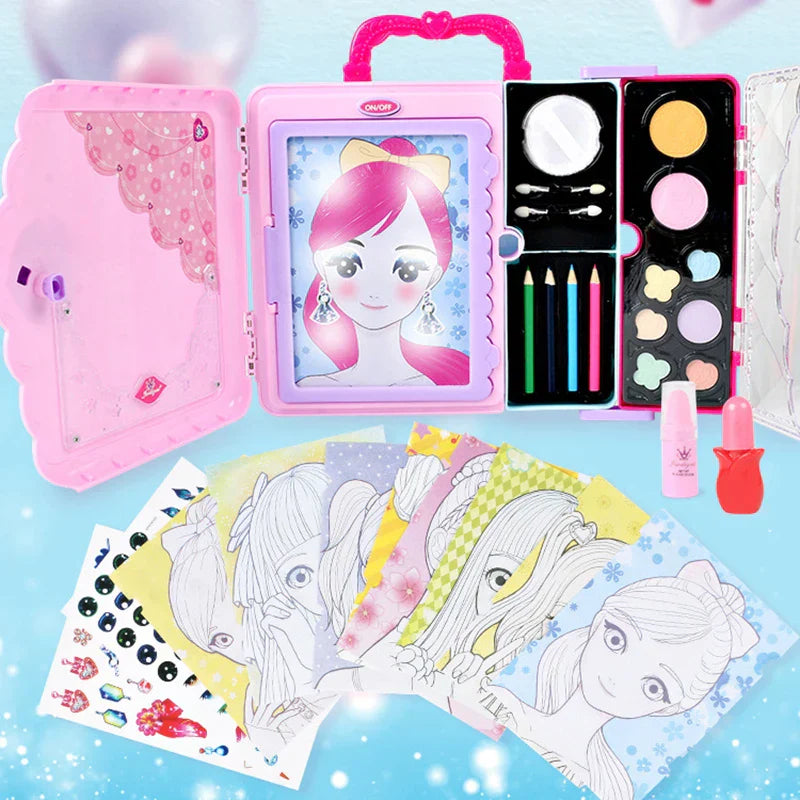 Kids' makeup and drawing artistic play set, perfect toy for creative role-play and imaginative play.