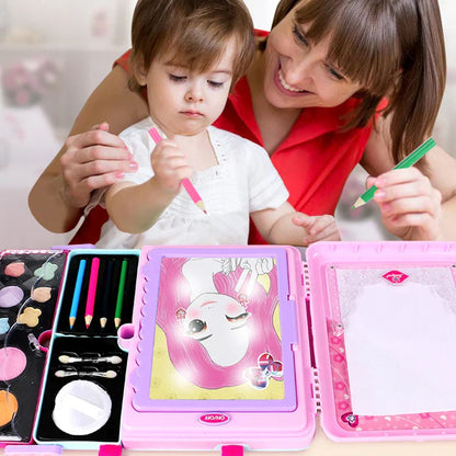 Children's safe makeup & drawing kit with vibrant colors, a portable gift for imaginative play.