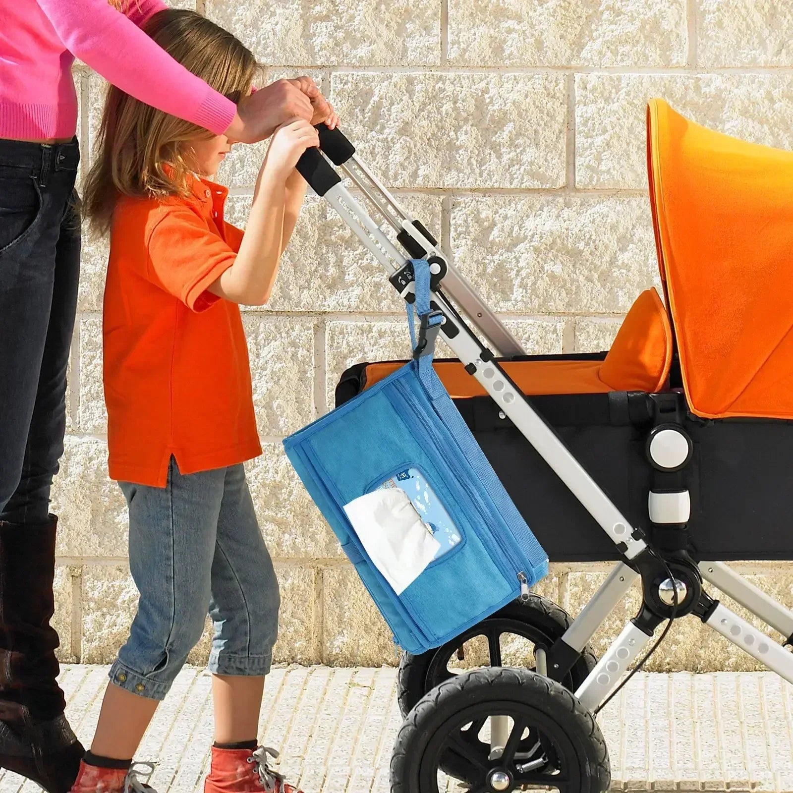 On-the-go diaper changing pad with head cushion, perfect for baby travel and busy parents