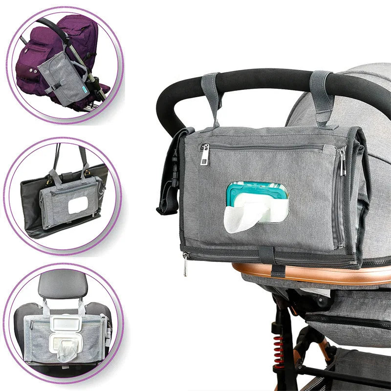 Foldable baby changing station with pockets, a practical baby accessory for parents on the go