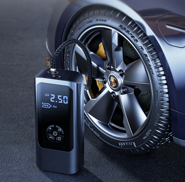 Digital portable tire inflator & air compressor. Essential car accessory, bike pump, and outdoor gear.