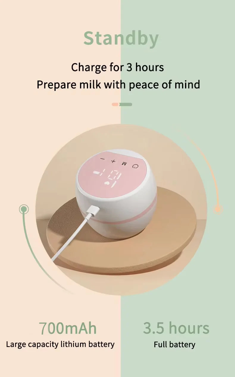 Portable electric breast pump featuring intuitive control panel for easy use