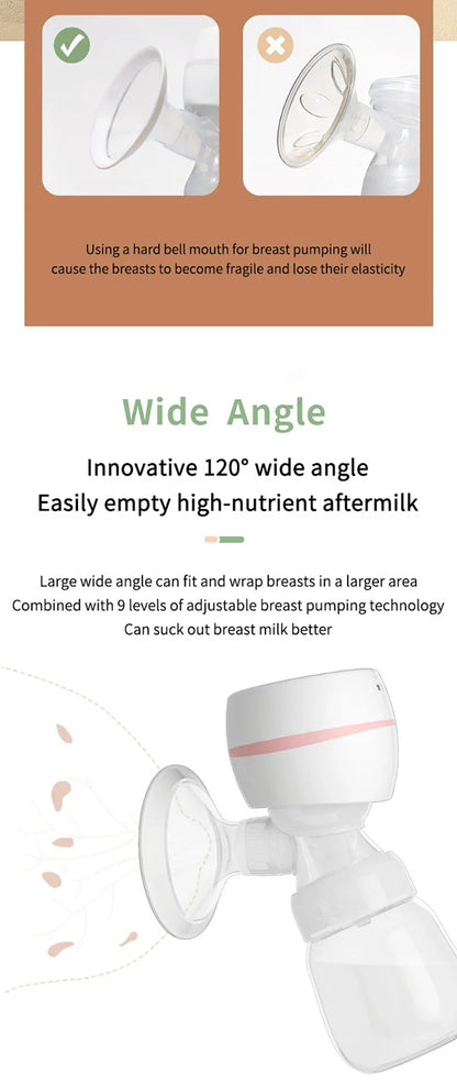 Portable electric breast pump with long-lasting battery for extended use