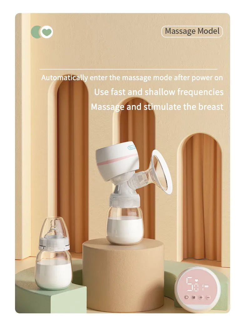 Portable electric breast pump against a soft background, highlighting its portability