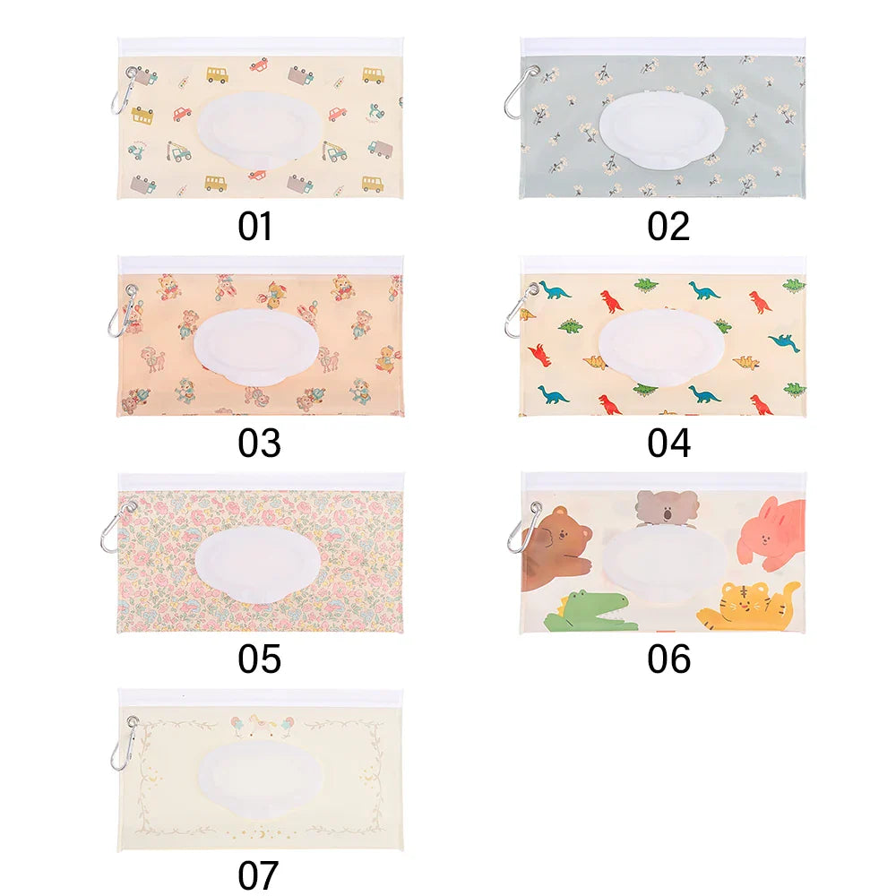 Practical EVA wet wipes pouch with snap closure, great for travel & nursery