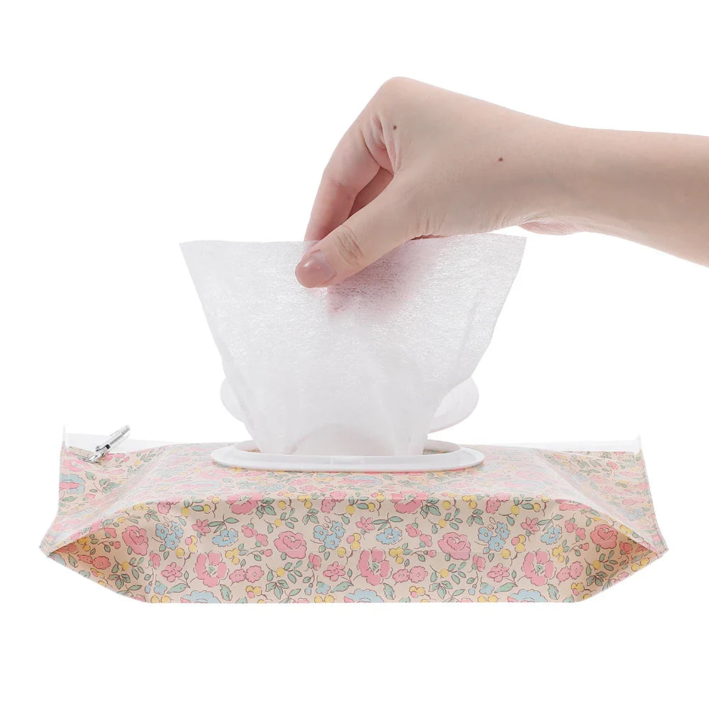 Versatile baby wet wipes bag with snap lid, a compact nursing accessory