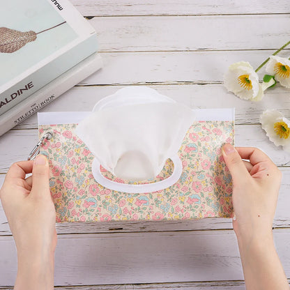 Small travel wet wipes holder with snap, perfect for quick errands & care