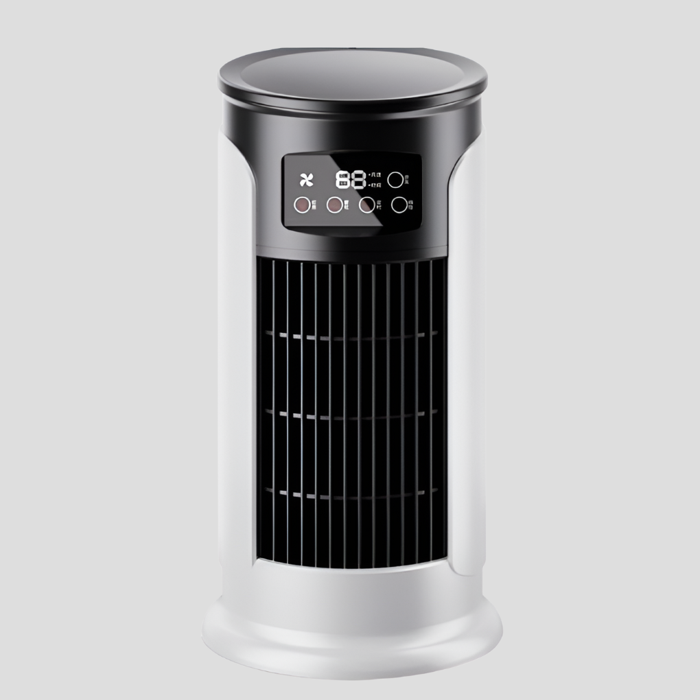 Portable evaporative cooler tower, windowless AC for efficient room cooling and mobile home comfort.